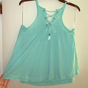 Medium Soho Swing Tank Teal colored with Lace Back